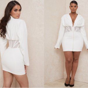 HouseOfCB WHITE BLAZER CORSET DRESS
